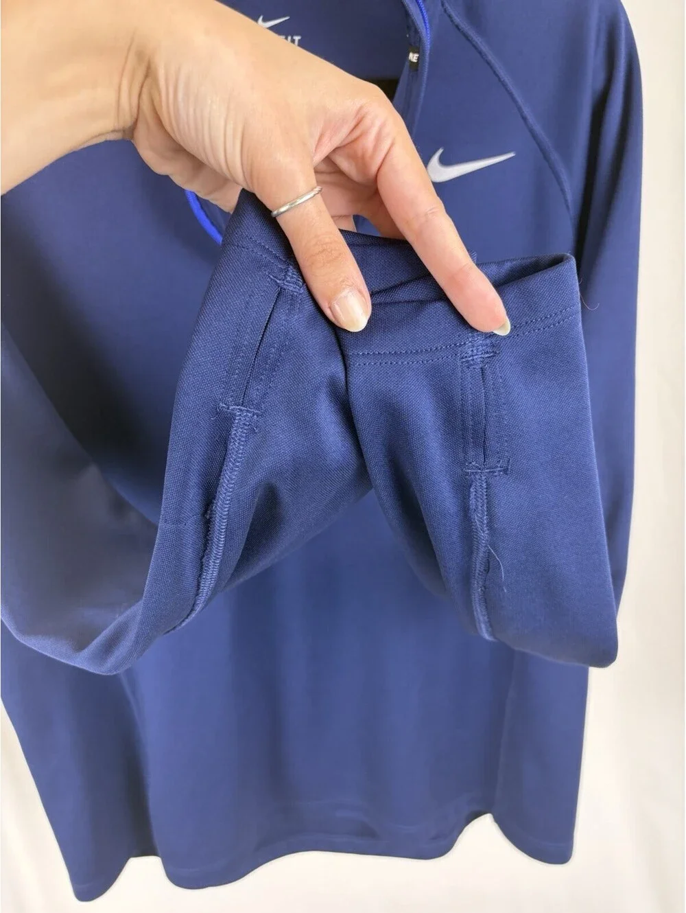 Royal Blue Nike Swoosh Dry Fit Quarter Zip Pullover Women’s Size Large L